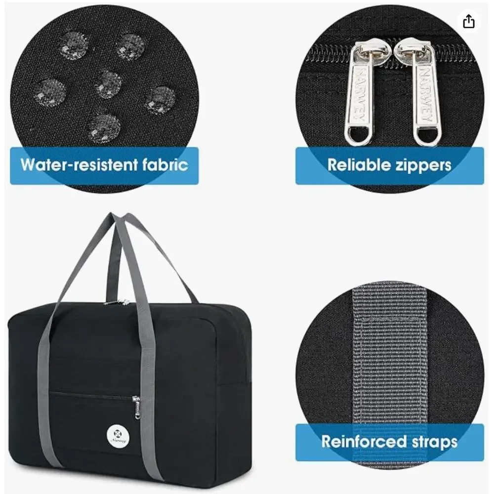 Airlines Personal Item Bag Foldable Travel Duffel Bag, Tote Carry on Duffel